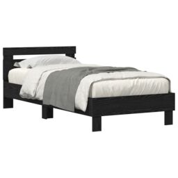 Berkfield Home Bed Frame with LED Lights Black Oak 90x190 cm Engineered Wood - thumbnail 3