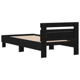 Berkfield Home Bed Frame with LED Lights Black Oak 90x190 cm Engineered Wood - thumbnail 8