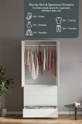 Home Discount Vida Designs Denver 2 Door 3 Drawer Mirrored Wardrobe Bedroom in White - thumbnail 4