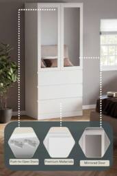 Home Discount Vida Designs Denver 2 Door 3 Drawer Mirrored Wardrobe Bedroom in White - thumbnail 5