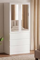 Home Discount Vida Designs Denver 2 Door 3 Drawer Mirrored Wardrobe Bedroom in White - thumbnail 1