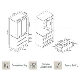 Home Discount Vida Designs Denver 2 Door 3 Drawer Mirrored Wardrobe Bedroom in White - thumbnail 2