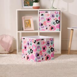 OHS 4 x Leopard Cube Storage Boxes Folding Shoe Organiser in White - thumbnail 3