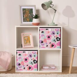 OHS 4 x Leopard Cube Storage Boxes Folding Shoe Organiser in White - thumbnail 2