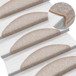 Berkfield Home Stair Mats 10 pcs 56x17x3 cm Light Brown - Size: Medium - thumbnail 1
