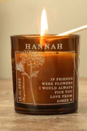 Personalised Memento Company Personalised November Birth Flower Amber Glass Candle - thumbnail 4