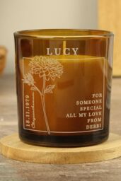 Personalised Memento Company Personalised November Birth Flower Amber Glass Candle - thumbnail 3