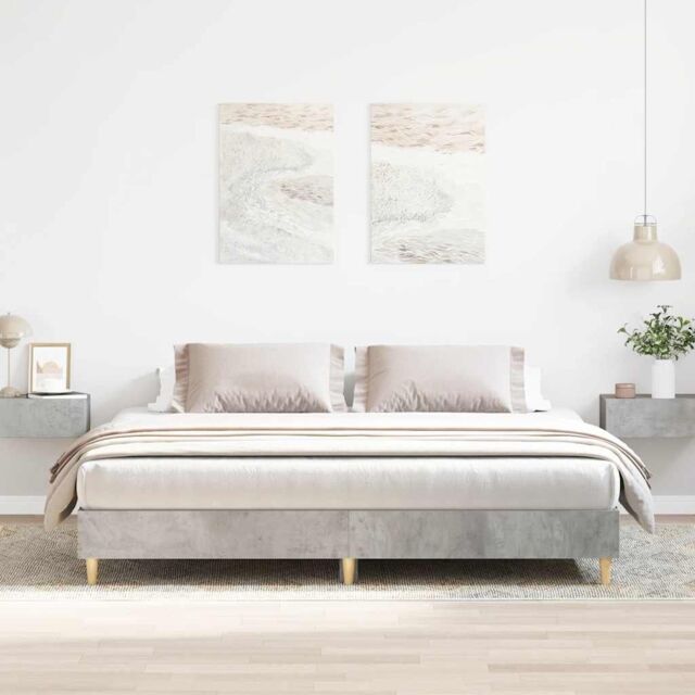 Berkfield Home Bed Frame without Mattress Concrete Grey 160x200cm Engineered Wood - Size: 160x200 cm - image 1