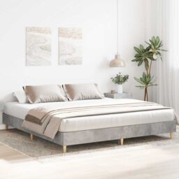 Berkfield Home Bed Frame without Mattress Concrete Grey 160x200cm Engineered Wood - Size: 160x200 cm - thumbnail 3