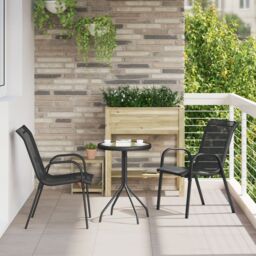 Berkfield Home 3 Piece Garden Bistro Set Black Textilene & Steel - thumbnail 1