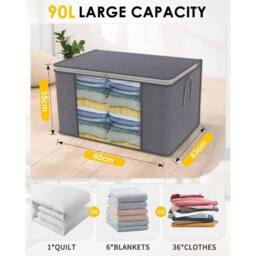 KORVIXA 4 Pack 90L Storage Bags Zipped in Grey - Size: 500mm - thumbnail 2