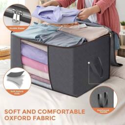 KORVIXA 4 Pack 90L Storage Bags Zipped in Grey - Size: 500mm - thumbnail 3