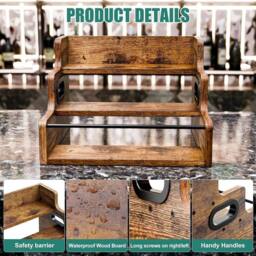 VOGREX Wooden Countertop Wine Bottle Display Rack in Brown - thumbnail 5