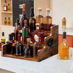 VOGREX Wooden Countertop Wine Bottle Display Rack in Brown - thumbnail 4