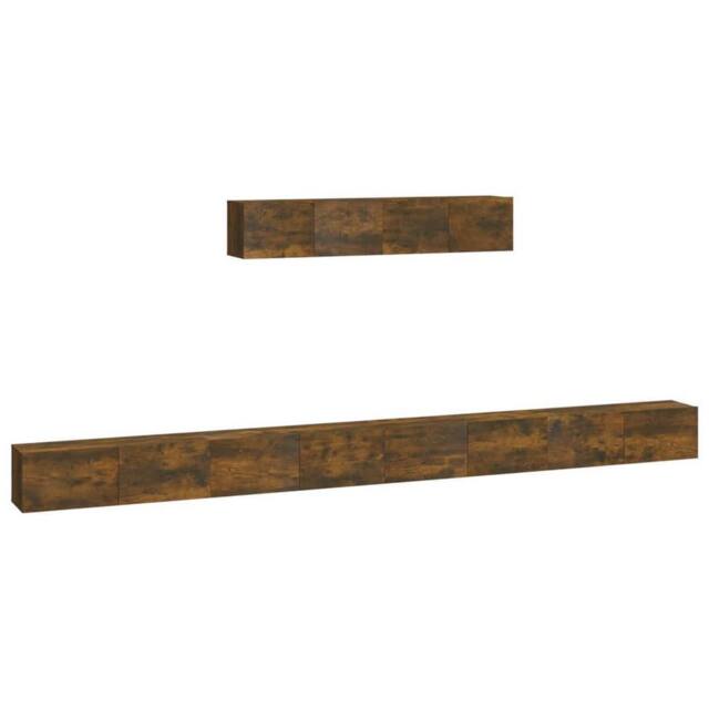 Berkfield Home 4 Piece TV Cabinet Set Smoked Oak Engineered Wood in Brown - image 1