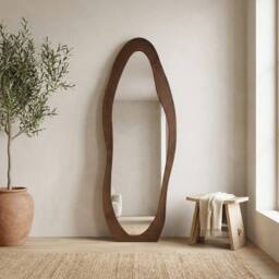 Garden Greatness Osmose Brown Waved Velvet Full Length Mirror