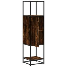 Berkfield Home Highboard Smoked Oak 35.5x35x139 cm Engineered Wood & Metal in Brown - thumbnail 5