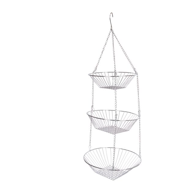 KitchenCraft Three Tier Hanging Vegetable / Fruit Basket in Silver - image 1
