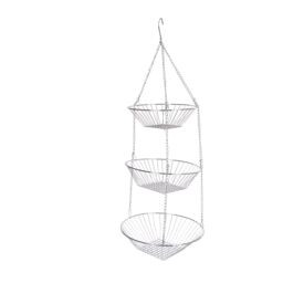 KitchenCraft Three Tier Hanging Vegetable / Fruit Basket in Silver