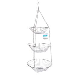 KitchenCraft Three Tier Hanging Vegetable / Fruit Basket in Silver - thumbnail 2