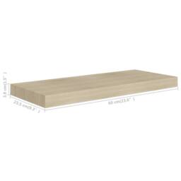 Berkfield Home Durable Floating Wall Shelf Oak 60x23.5x3.8 cm MDF in Tan - thumbnail 7