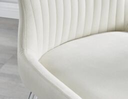 FurnitureboxUK Elina White Marble Effect Scratch Resistant Dining Table & 2 Nora Silver Leg Velvet Chairs in Cream - thumbnail 6