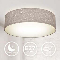 B.K.Licht Taupe 2xE27 40W Requires Bulb Ceiling Light in Beige - thumbnail 2