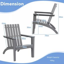 Costway Solid Acacia Wood Adirondack Chair Outdoor Patio Chair Lawn Chair in Grey - thumbnail 2