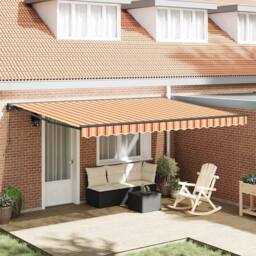 Berkfield Home Retractable Awning Manual Yellow & Orange 450x300 cm - thumbnail 2