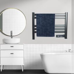 ENER-J Black Infrared Ladder Towel Rail Heater IP24 550W in Jet Black - thumbnail 3