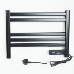 ENER-J Black Infrared Ladder Towel Rail Heater IP24 550W in Jet Black