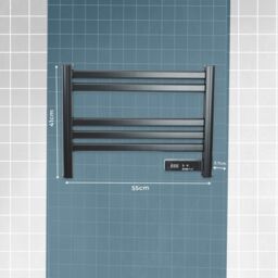 ENER-J Black Infrared Ladder Towel Rail Heater IP24 550W in Jet Black - thumbnail 2