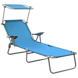 Berkfield Home Sun Lounger with Canopy Steel Blue