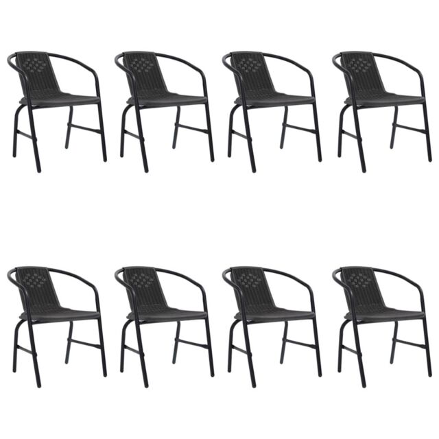 Berkfield Home Garden Chairs 8 pcs Plastic Rattan & Steel 110 kg in Black - image 1