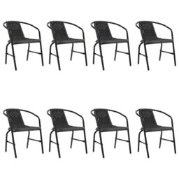 Berkfield Home Garden Chairs 8 pcs Plastic Rattan & Steel 110 kg in Black