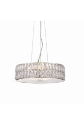 Netlighting Verina LED 5 Light Cylindrical Pendant Chrome Crystal Glass Detail in Clear - thumbnail 1