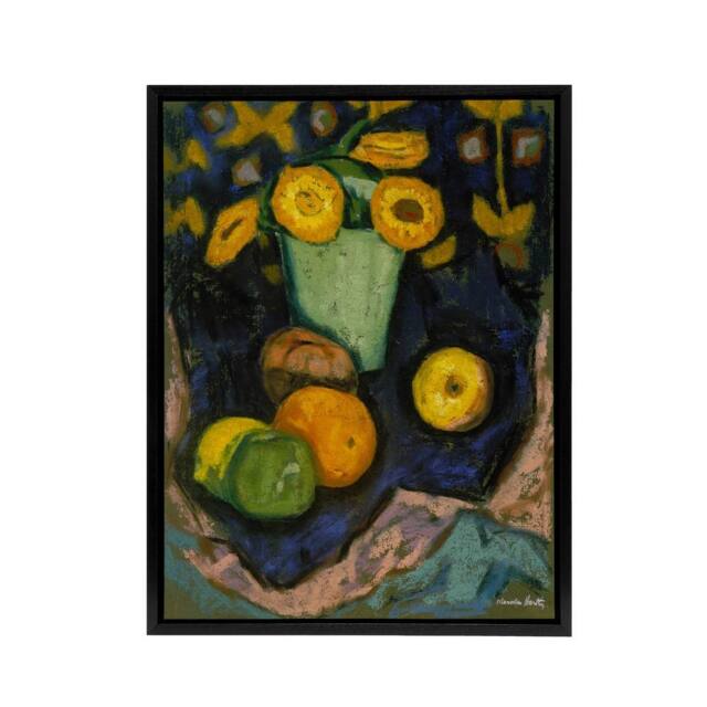"Artery8 Still Life with Flowers & Fruit Hartley Black Framed Canvas Wall Art - Size: W12"" x H16""" - image 1