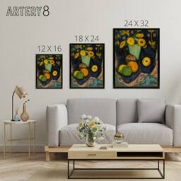 "Artery8 Still Life with Flowers & Fruit Hartley Black Framed Canvas Wall Art - Size: W12"" x H16""" - thumbnail 4
