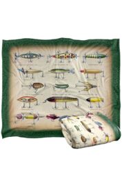 JQ Licensing Antique Flyfishing Lure Panel Silky Touch Super Soft Throw Blanket 152 X 127 cm in White - thumbnail 2