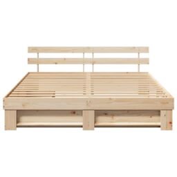 Berkfield Home with Drawer with Headboard with Storage Brown 180 x 200 cm Solid pine wood - thumbnail 8