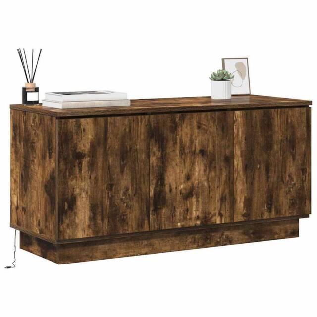 Berkfield Home TV Cabinet Smoked Oak 100x38x49 cm Engineered Wood in Brown - Size: 100 x 38 x 49 cm - image 1