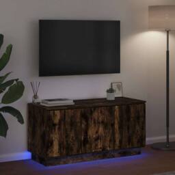 Berkfield Home TV Cabinet Smoked Oak 100x38x49 cm Engineered Wood in Brown - Size: 100 x 38 x 49 cm - thumbnail 5
