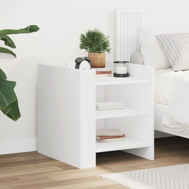 Berkfield Home Bedside Cabinet White 45x50x50 cm Engineered Wood - Size: 45 x 50 x 50 cm - image 1