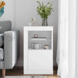 Berkfield Home Side Cabinet with LED Lights White Engineered Wood - thumbnail 3