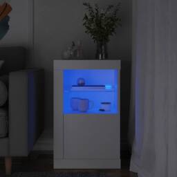 Berkfield Home Side Cabinet with LED Lights White Engineered Wood - thumbnail 2