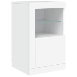 Berkfield Home Side Cabinet with LED Lights White Engineered Wood - thumbnail 1