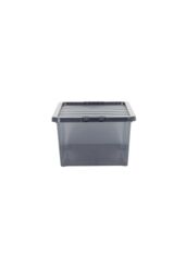 Wham Crystal 5 x 45L Stackable Plastic Storage Boxes with Lids in Black - thumbnail 3