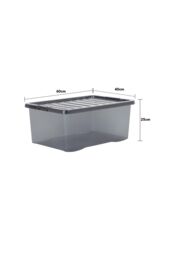 Wham Crystal 5 x 45L Stackable Plastic Storage Boxes with Lids in Black - thumbnail 5
