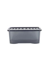 Wham Crystal 5 x 45L Stackable Plastic Storage Boxes with Lids in Black - thumbnail 2