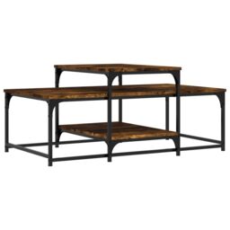 Berkfield Home Coffee Table Smoked Oak 102x60x45 cm Engineered Wood in Brown - Size: 102 x 60 x 45 cm - thumbnail 2